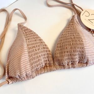 Power to the Flower Glittery Nude Bikini Top